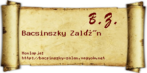 Bacsinszky Zalán névjegykártya